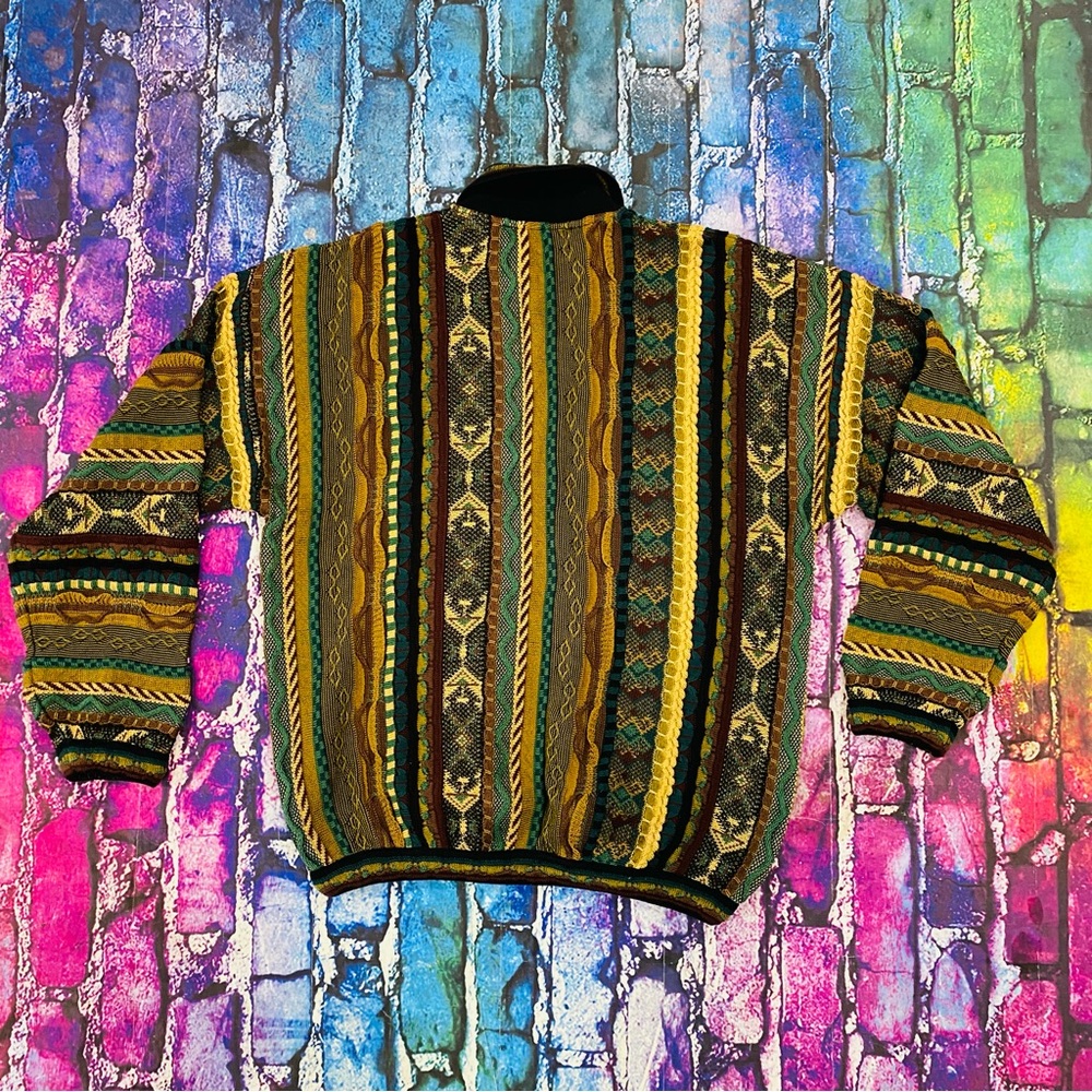 Vintage Tundra collared Coogi style 3D knitted sweater size M - Picture 7 of 7